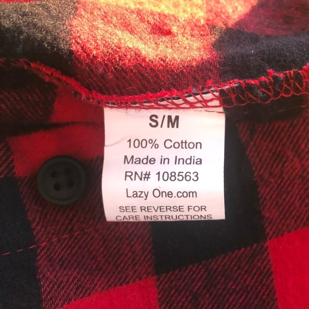 Lazy One Red & Black Lumberjack Plaid Flannel Cot… - image 4
